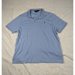 Ralph Lauren Polo Shirt Mens XLarge Blue Flesh Pony Preppy Golf Pima Soft Touch
